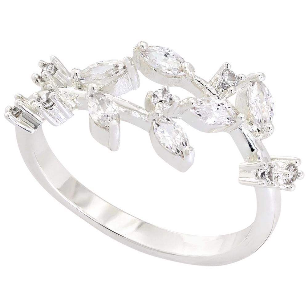Charter Club Silver-Tone Marquise-Crystal Leaf Band Ring size 11